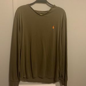 Olive green long sleeve polo shirt